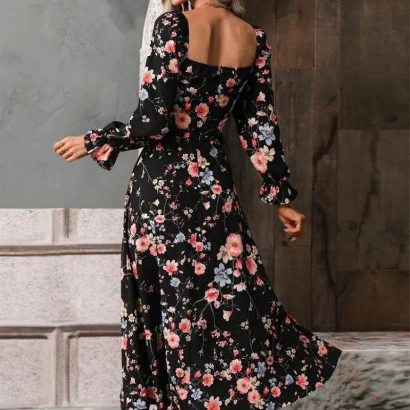 Boho Long Sleeve Slit Dress