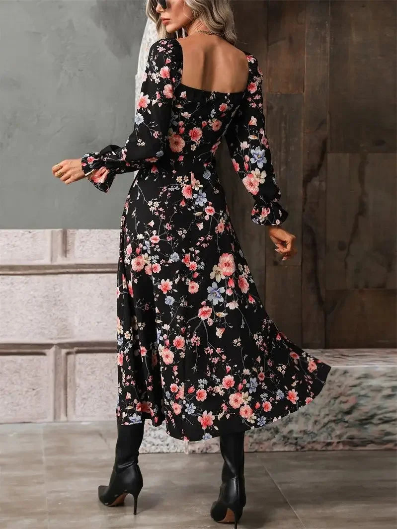 Boho Long Sleeve Slit Dress