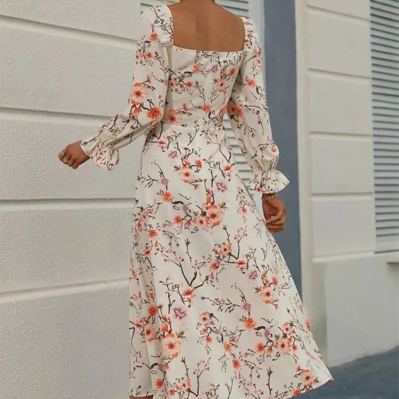 Boho Long Sleeve Slit Dress